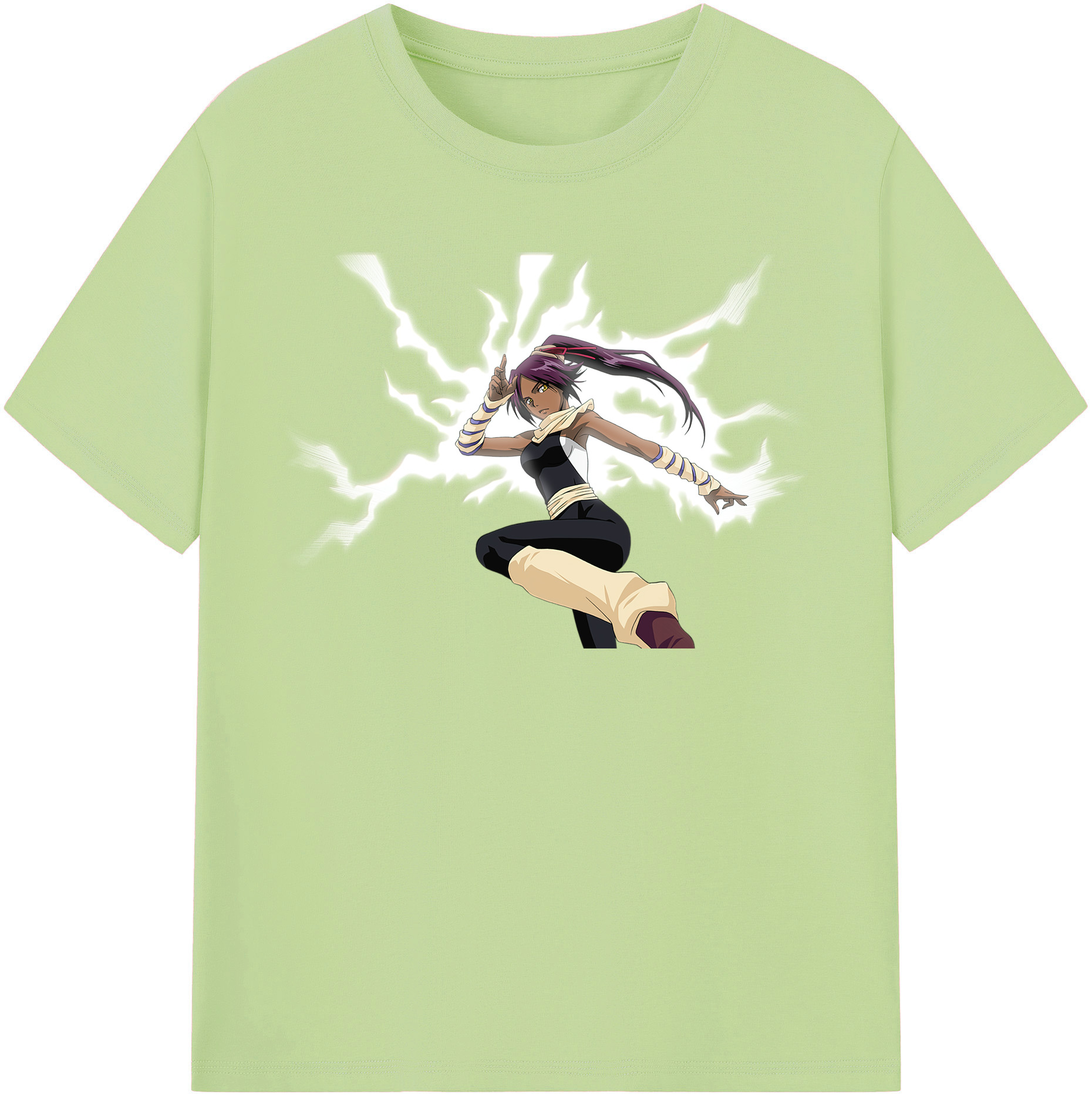 （画像用） ブリーチ 四楓院 夜一（しほういん よるいち） BLEACH Shihouin Yoruichi 綿100％半袖Tシャツ（フロントプリント）